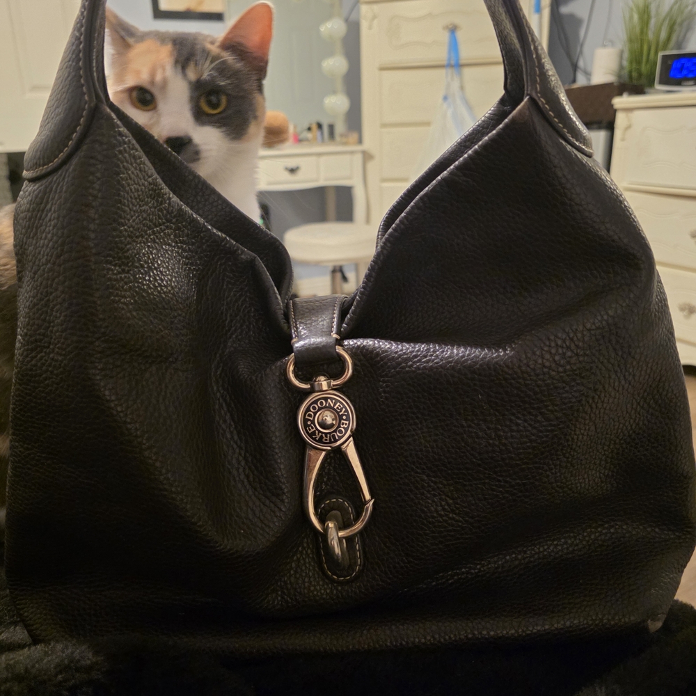 Dooney & Bourke Black Pebbled Leather Hobo Bag